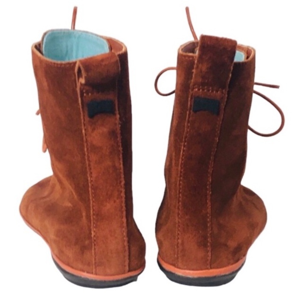 Camper Girl Suede Burnt Orange Lace Up Ankle Booties Shoes 37 US 6.5 - Picture 3 of 6